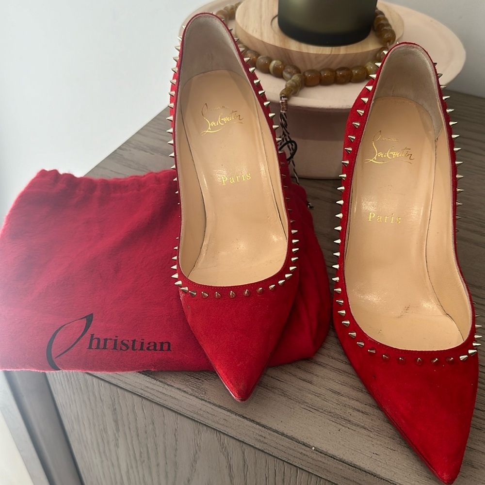 Christian Louboutin spike Pump- Red Suede